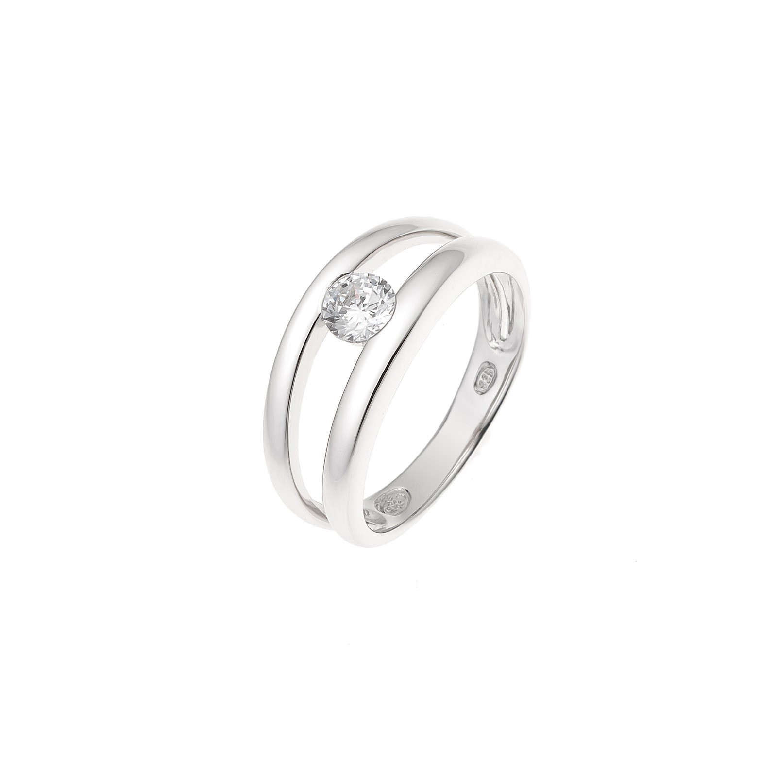 Bague Jonc Ouvert Argent Soliaire Oxydes de Zirconium Carr