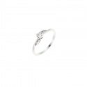 Bague Argent Jonc Croisé Solitaire Trio Oxydes de Zirconium