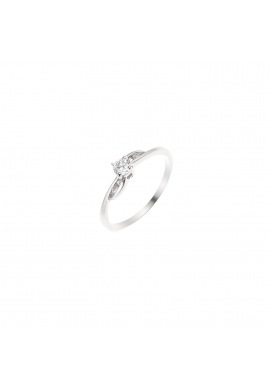 Bague Argent Jonc Croisé Solitaire Trio Oxydes de Zirconium