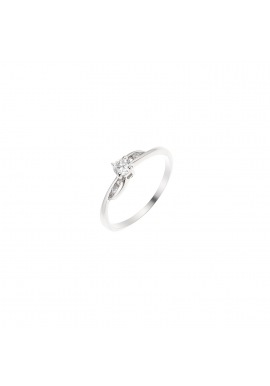 Bague Argent Jonc Croisé Solitaire Trio Oxydes de Zirconium