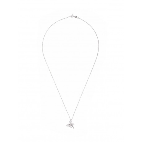 Collier Argent avec d'un Pendentif Branche Fleurie