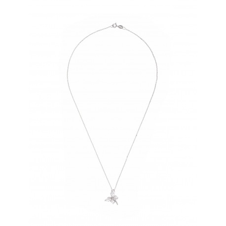 Collier Argent avec d'un Pendentif Branche Fleurie