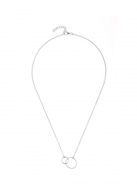 Collier Argent & Pendentif Double Cercles Entrelacés