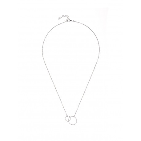 Collier Argent & Pendentif Double Cercles Entrelacés