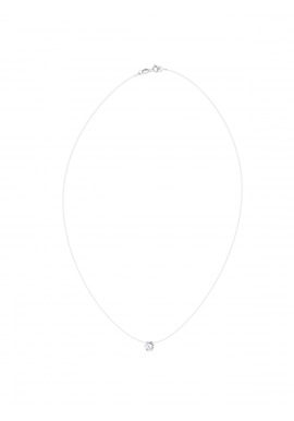 Collier Fil Nylon Transparent Orné d'un Solitaire Blanc