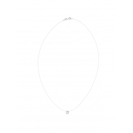 Collier Fil Nylon Transparent Orné d'un Solitaire Blanc