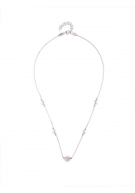 Collier Argent Véritable Crystal Blanc & Véritablles Perles