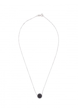 Collier Argent Véritable Crystal Noir