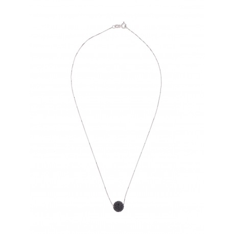 Collier Argent Véritable Crystal Noir