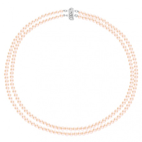 Collier Double Rang de   - Fermoir Cylindrique en Argent Massif