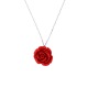 Collier Argent Red Rose