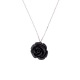 Collier Argent Black Rose