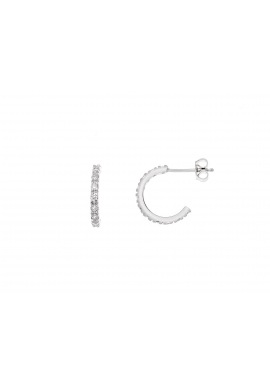 Boucles d'Oreilles Argent Demie Créoles Serties