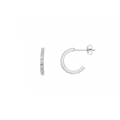 Boucles d'Oreilles Argent Demie Créoles Serties