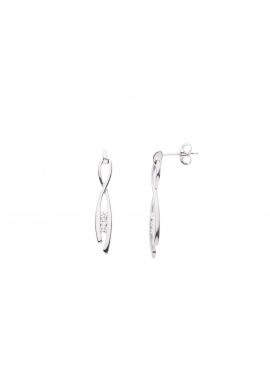 Boucles d'Oreilles Argent Articulées Pendantes & Solitaire