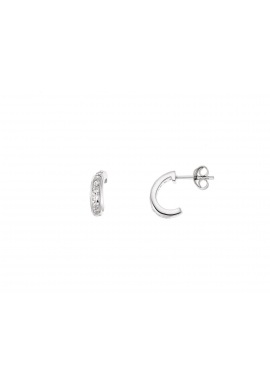 Boucles d'Oreilles Argent Demie Créoles Serties Rail