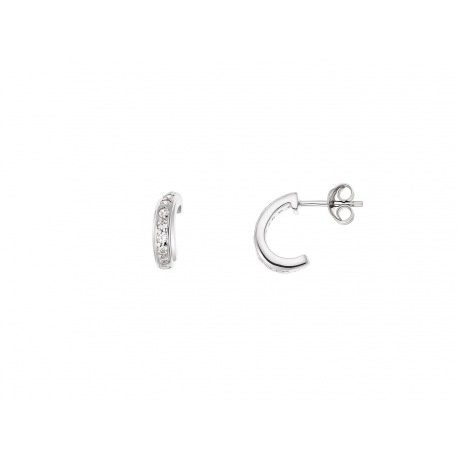 Boucles d'Oreilles Argent Demie Créoles Serties Rail