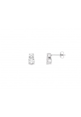 Boucles d'Oreilles Argent & Duo Solitaires Ronds