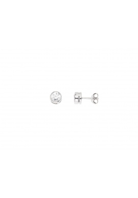 Boucles d'Oreilles Argent & Solitaires Ronds Sertis Clos