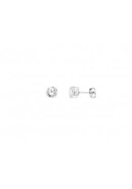 Boucles d'Oreilles 6 Griffes Argent & Solitaires Ronds