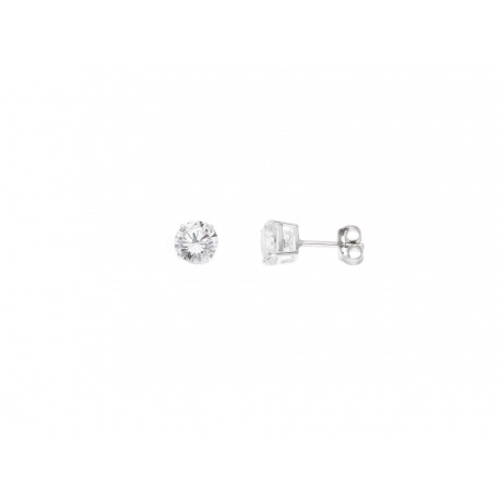 Boucles d'Oreilles 6 Griffes Argent & Solitaires Ronds