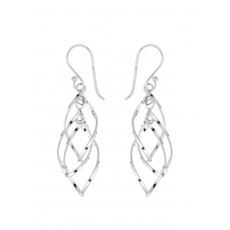 Boucles d'Oreilles Argent Motifs Ellipses Triples Mobiles