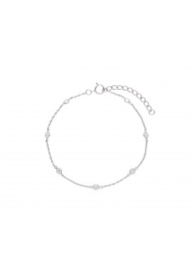 Bracelet Argent Chainage avec Solitaires Alternés