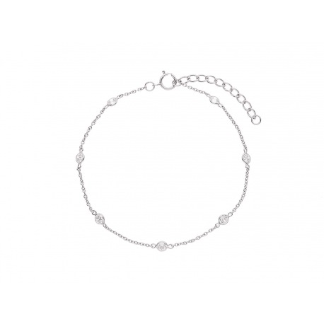 Bracelet Argent Chainage avec Solitaires Alternés