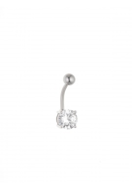 Piercing de Nombril en Argent & Solitaire