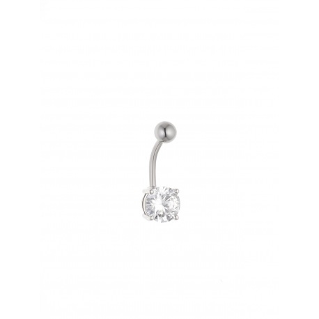Piercing de Nombril en Argent & Solitaire