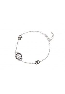 Bracelet en Argent avec Motif Trio Cercles Sertis