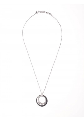 Collier Pendentif Céramique Motif Double Cercle