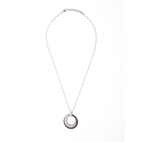 Collier Pendentif Céramique Motif Double Cercle