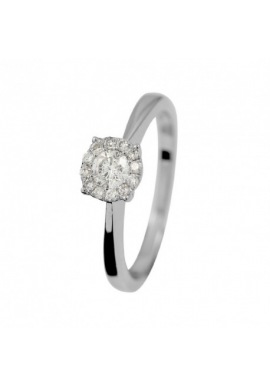 Bague SOLITAIRE Diamants 0,35 Cts & Or Blanc 375 Millièmes