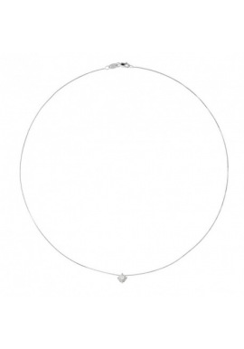 Collier Solitaire Diamants 0,10 Cts & Or Blanc 375 Millièmes