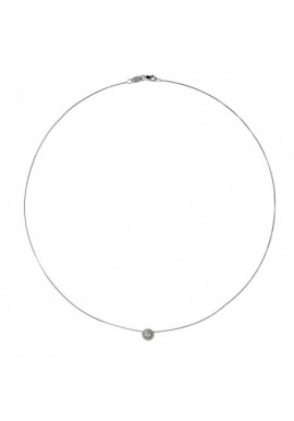 Collier Solitaire Diamants 0,15 Cts & Or Blanc 375 Millièmes