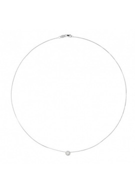 Collier Solitaire Diamants 0,25 Cts & Or Blanc 375 Millièmes