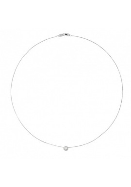 Collier Solitaire Diamants 0,25 Cts & Or Blanc 375 Millièmes