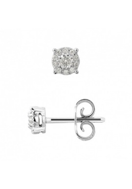 Boucles d'Oreilles Solitaire Diamants 0,20 Cts (2 x 0,10 Cts) - Or Blanc 375 Millièmes