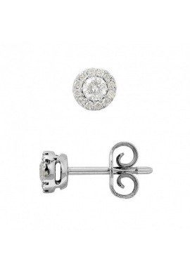 Boucles d'Oreilles Solitaire Diamants 0,30 Cts (2 x 0,15 Cts) & Or Blanc 375 Millièmes