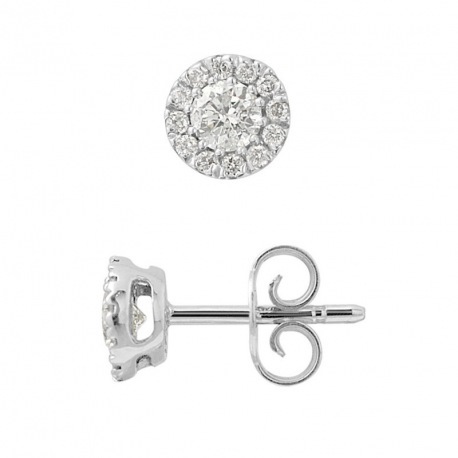 Boucles d'Oreilles Solitaire Diamants 0,50 Cts (2 x 0,25 Cts) & Or Blanc 375 Millièmes