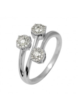 Bague "Trilogy" Diamants 0,30 Cts (3 x 0,15 cts) & Or Blanc 375 Millièmes