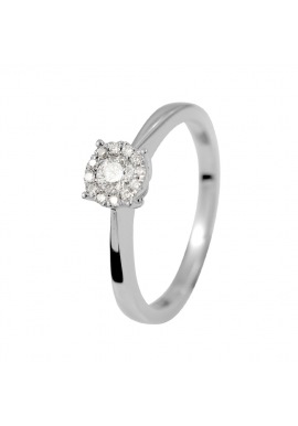 Bague SOLITAIRE Diamants 0,25 Cts & Or Blanc 375 Millièmes