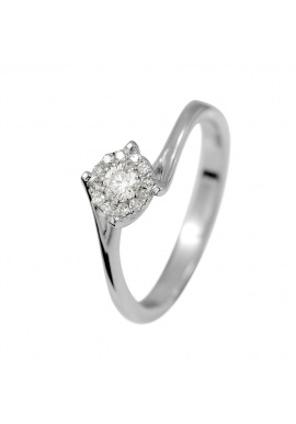 Bague SOLITAIRE Diamants 0,25 Cts & Or Blanc 375 Millièmes