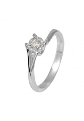 Bague SOLITAIRE Diamants 0,15 Cts & Or Blanc 375 Millièmes