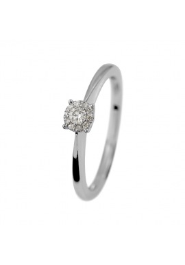 Bague SOLITAIRE Diamants 0,10 Cts & Or Blanc 375 Millièmes