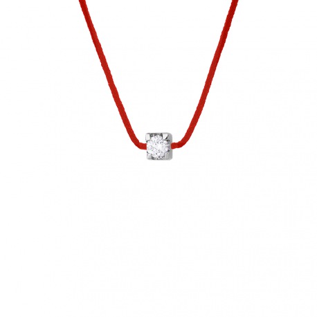 Collier Véritable Diamant 0,05 Carats Serti 4 Griffe