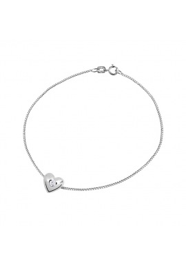 Bracelet Cœur Véritable Diamant 0,03 Carats