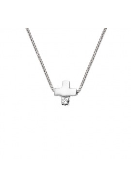 Collier Croix Véritable Diamant 0,03 Carats