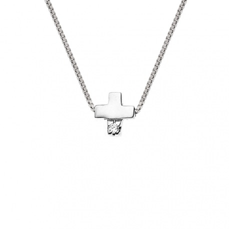 Collier Croix Véritable Diamant 0,03 Carats